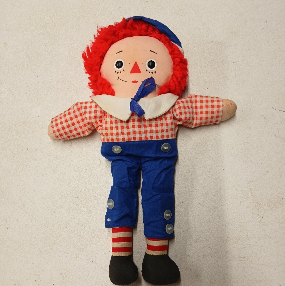 Knickerbocker Vintage Raggedy Andy Doll with Red Hair and Blue Outfit